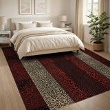 Red Leopard Stripe Washable Area Rug
