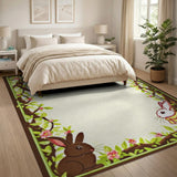 Whimsical Bunny Cherry Blossom Border Rug