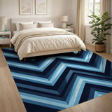 Blue Chevron Zigzag Geometric Area Rug