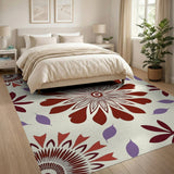 Maroon Purple Abstract Floral Area Rug