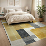 Yellow Gray Geometric Block Area Rug