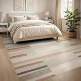 Geometric Modern Beige and Neutral Beige Neutral Horizontal Stripe Area Rug