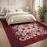 Red Red Persian Floral Motif Area Rug