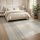 Beige and Neutral Beige Geometric Striped Area Rug