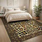 Leopard Print Area Rug with Persian Borders