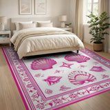 Pink Seashell Starfish Coastal Area Rug