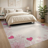 Blush Pink Floral Hearts Area Rug