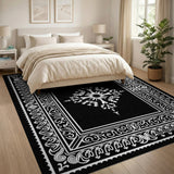 Ornate Black White Persian Medallion No. 6 Rug