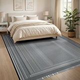 Black and White Black White Geometric Fringe Area Rug