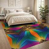 Multi-color and Patterns Vibrant Rainbow Mountain Geometric Rug