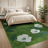 Green Anemone Floral Area Rug