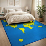 Pixelated World Map Blue Area Rug