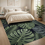 Lush Green Monstera and Palm Area Rug