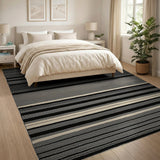Bold Black White Striped No. 9 Area Rug