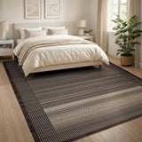 Brown Tan Geometric Striped Woven Area Rug