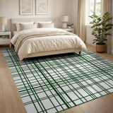 Crisp Green Grid Geometric Area Rug