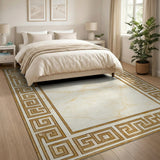 Beige Marble Greek Key Area Rug