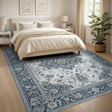 Navy Blue Traditional Persian Medallion Rug