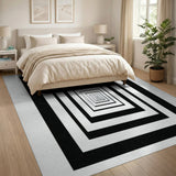 Infinite Black White Geometric Illusion Area Rug