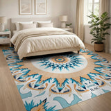 Blue and Teal Teal Mandala Boho Area Rug