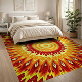 Fiery Mandala Sunburst Area Rug