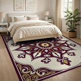 Maroon Gold Medallion Traditional Persian Rug