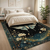Teal Luna Moth Starry Night Area Rug