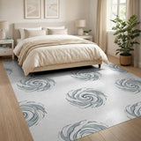 Grey Vortex Swirl Abstract Area Rug