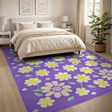 Purple Purple Daisy Bloom Area Rug