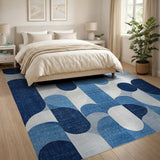 Geometric Modern Navy Blue Abstract Geometric Area Rug