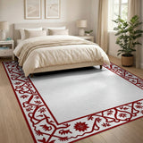 Ornate Red Floral Persian Border Rug