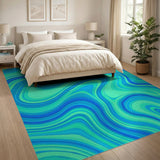 Swirling Blue Teal Abstract Blue and Teal Area Rug