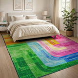 Multi-color and Patterns Vibrant Multi-Color Geometric Wave Area Rug