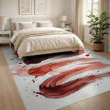 Sweeping Red Watercolor Swirl Area Rug