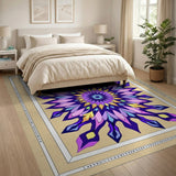 Radiant Purple Mandala Geometric Area Rug