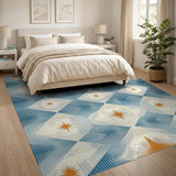 Blue Teal Starburst Diamond Area Rug