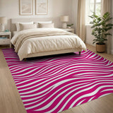 Bold Pink Wavy Stripe Area Rug