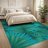 Vibrant Green Palm Leaf Area Rug