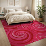 Pink Vibrant Pink Swirl Abstract Area Rug
