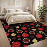 Whimsical Red Ornament Citrus Pattern Area Rug