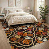 Geometric Autumn Maple Leaf Area Rug