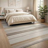 Geometric Modern Beige and Neutral Modern Beige Grey Striped Area Rug