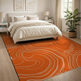 Burnt Orange Marble Wave Abstract Area Rug