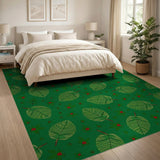 Green Leaf Red Berry Pattern Area Rug