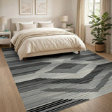 Black and White Black White Geometric Diamond Stripe Rug