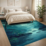 Misty Teal Forest Valley River Area Rug