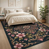Pink Cherry Blossom Baroque Area Rug