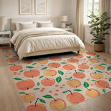 Orange Peach Orchard Fruit Pattern Area Rug