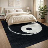 Yin Yang Black White Shag Area Rug