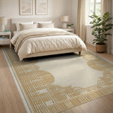 Ivory Area Rug with Ornate Gold Border